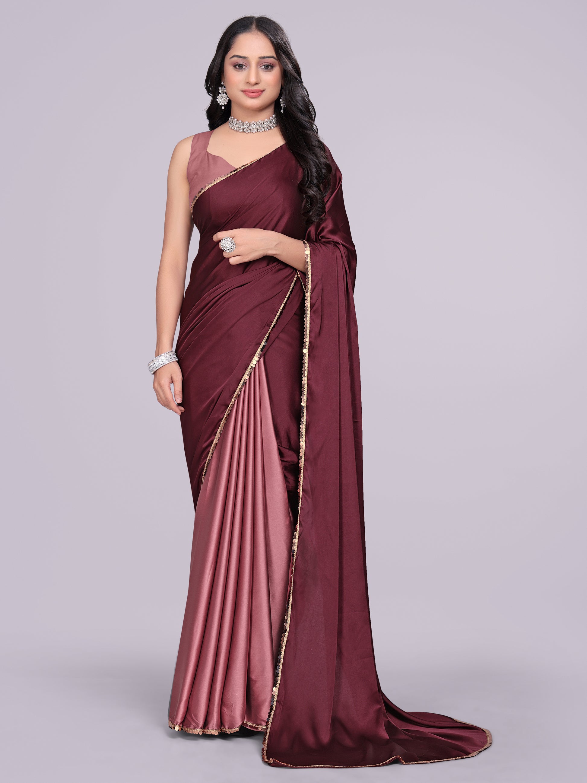 maroon dark gajari - half multicolor