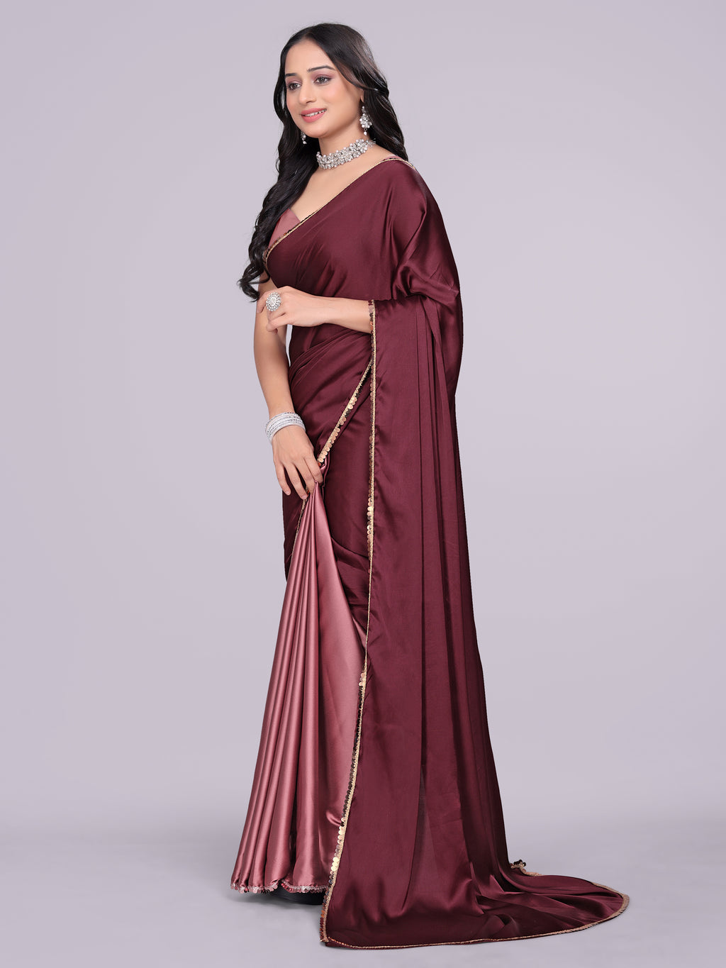maroon dark gajari - half multicolor