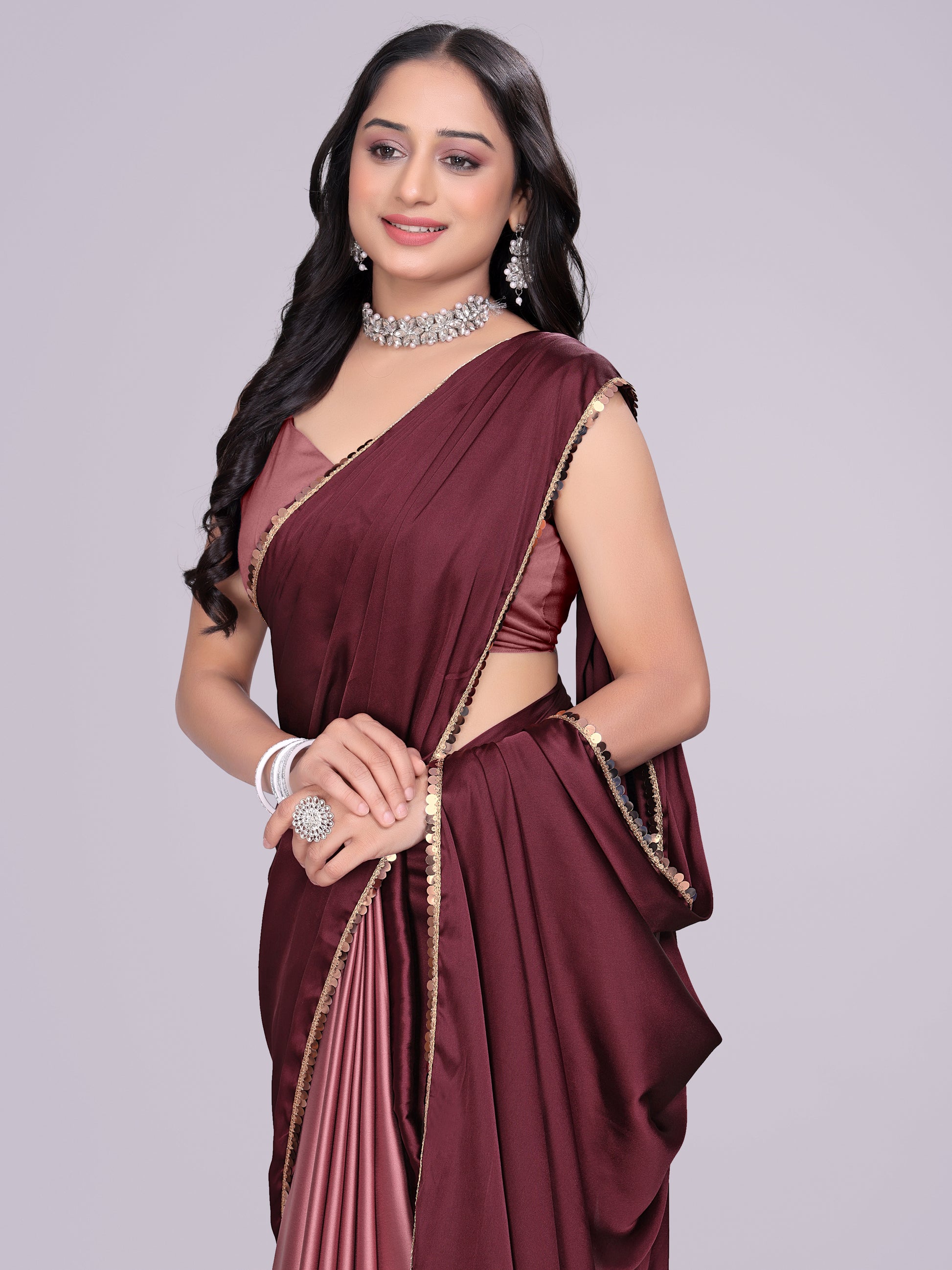 maroon dark gajari - half multicolor