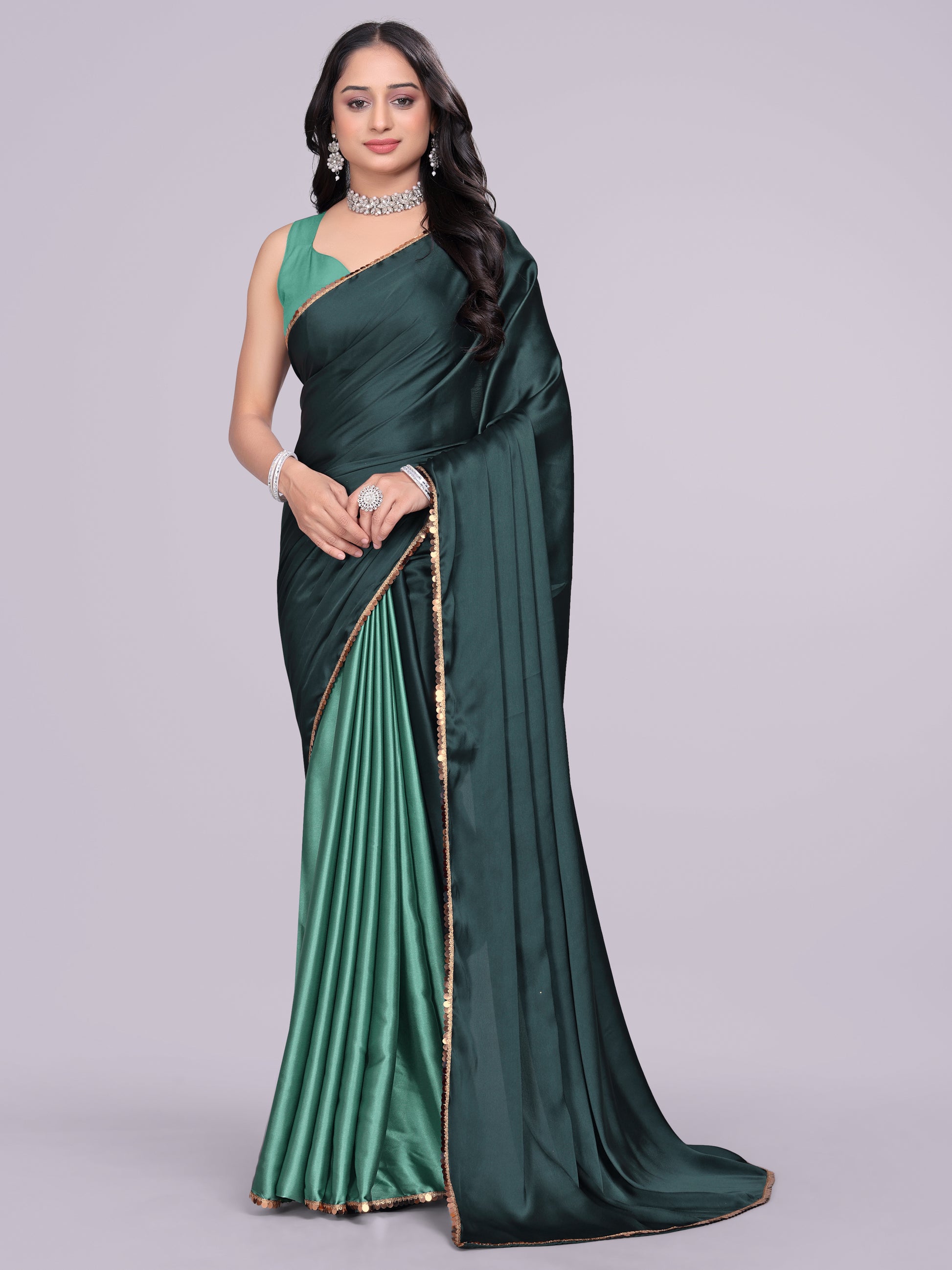 green dark firozi - half multicolor
