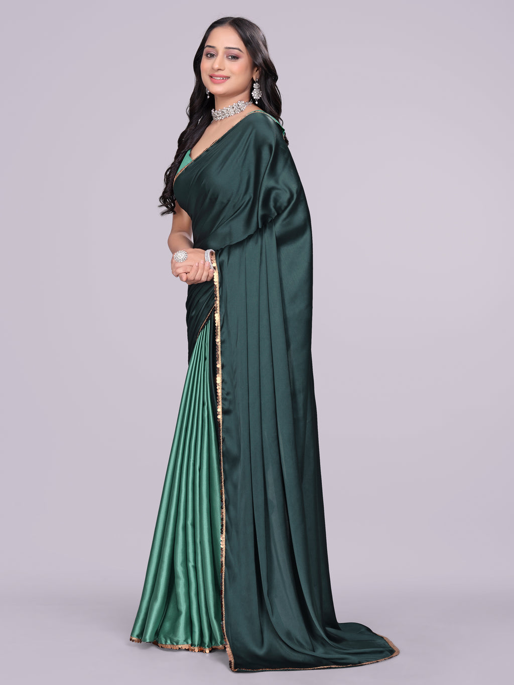 green dark firozi - half multicolor