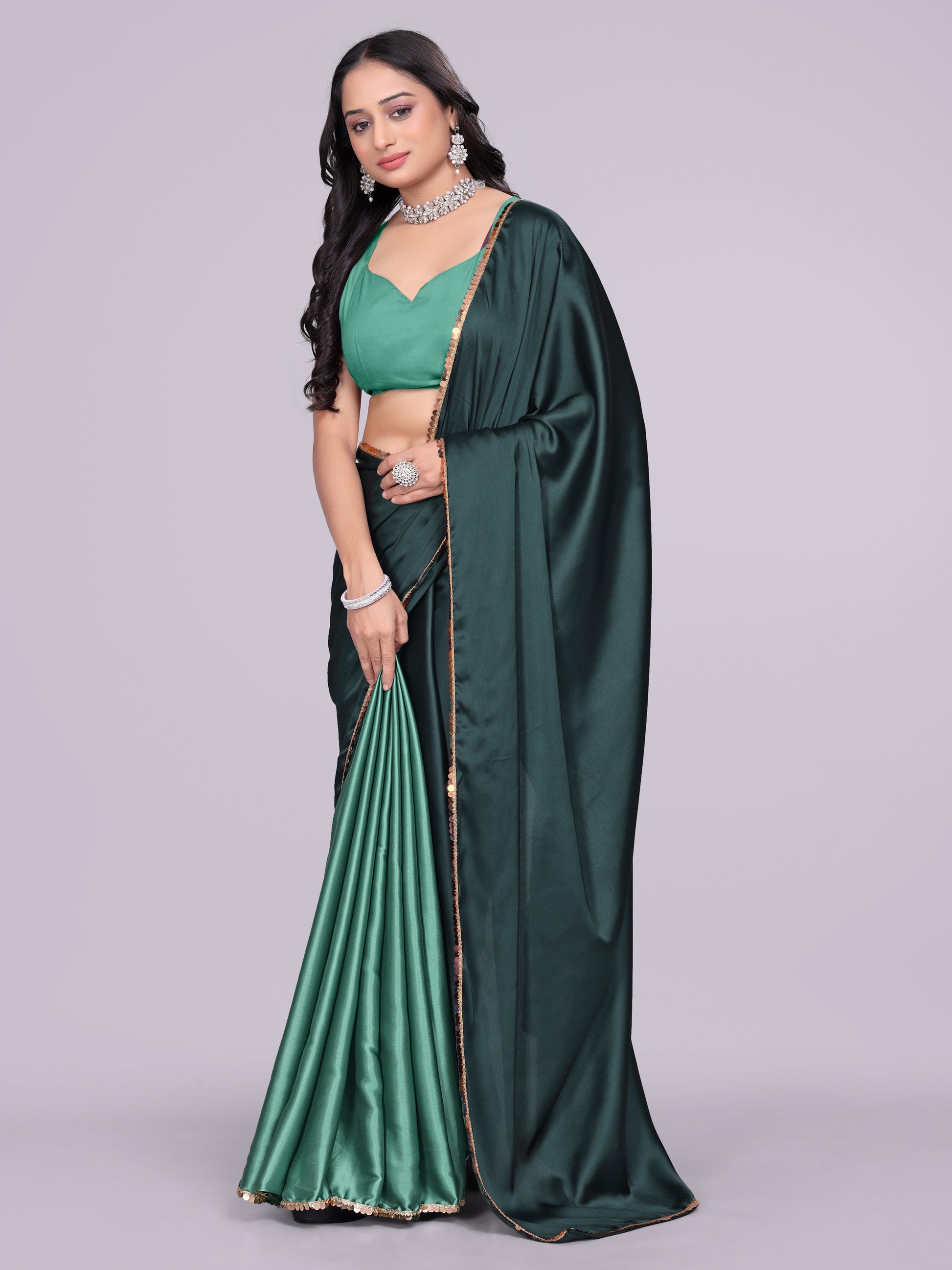 green dark firozi - half multicolor