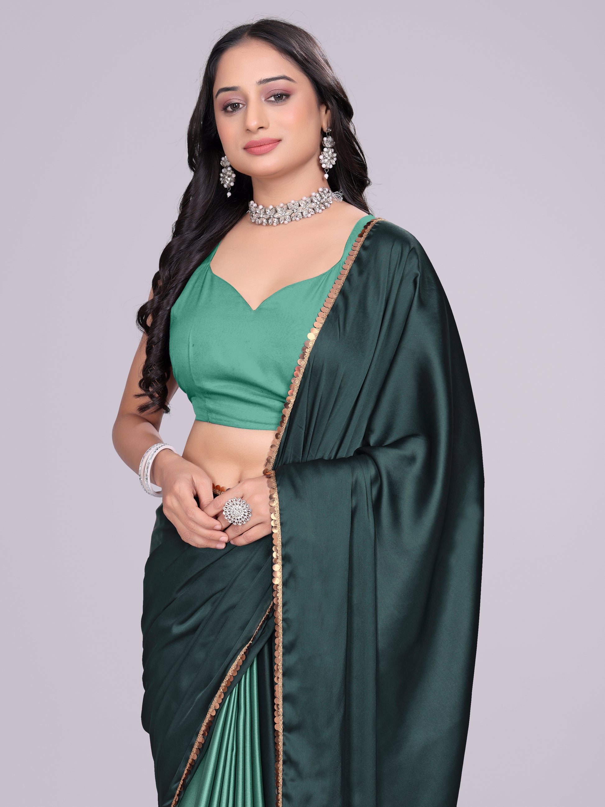 green dark firozi - half multicolor