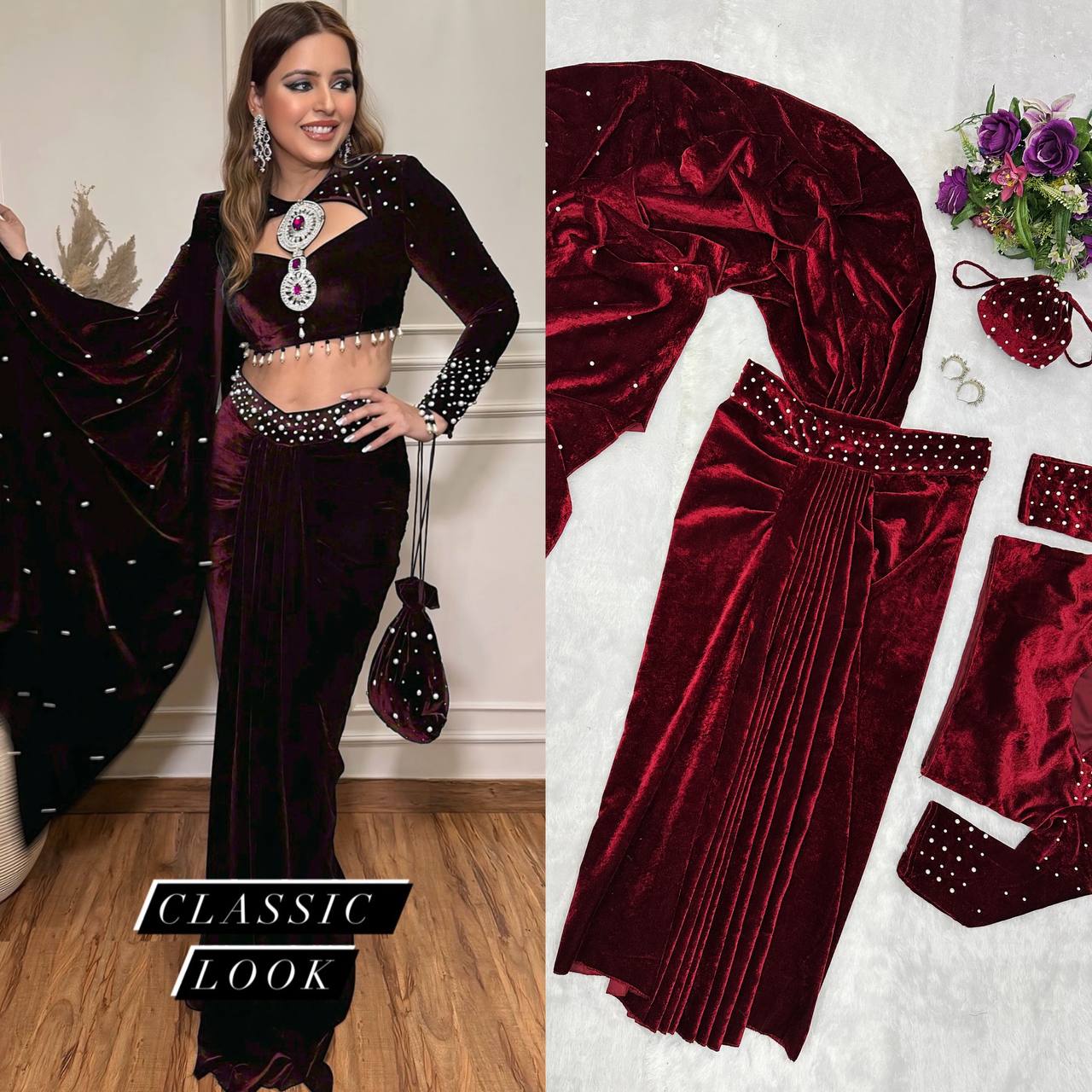 Indo-Western Drape Lehenga Saree