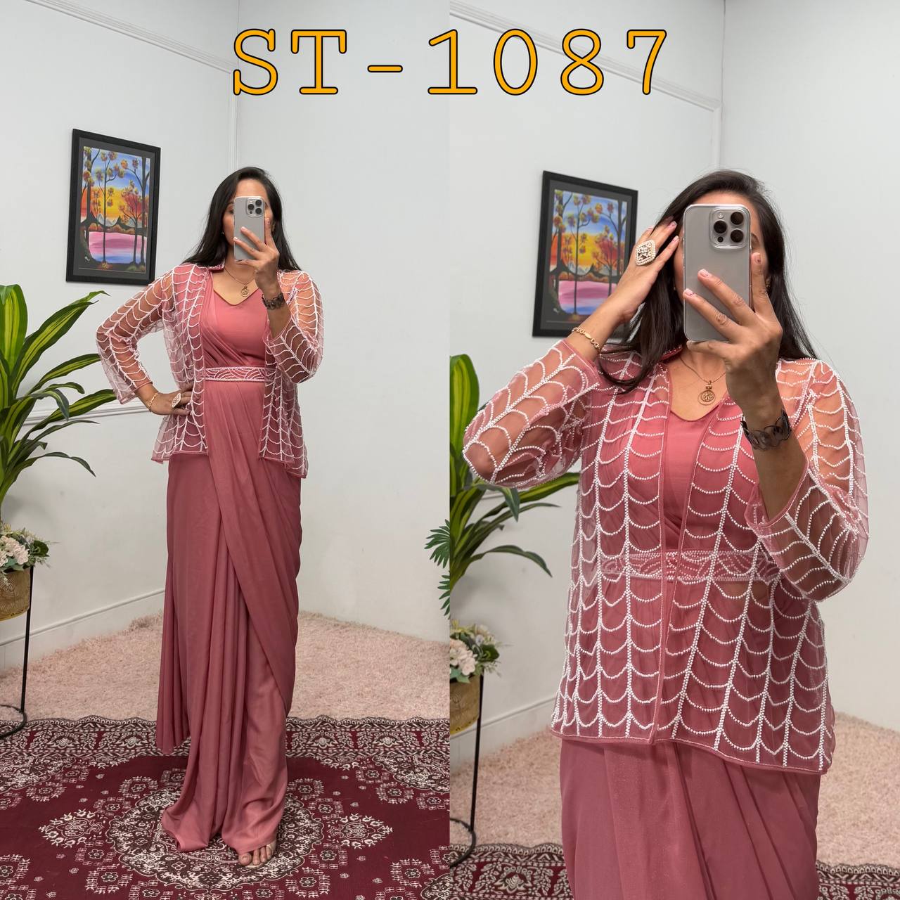 Indo-Western Ready-to-Wear Drape Saree with Koti