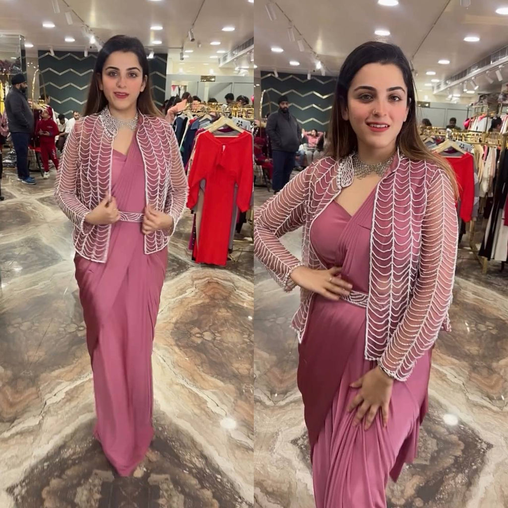 Indo-Western Ready-to-Wear Drape Saree with Koti