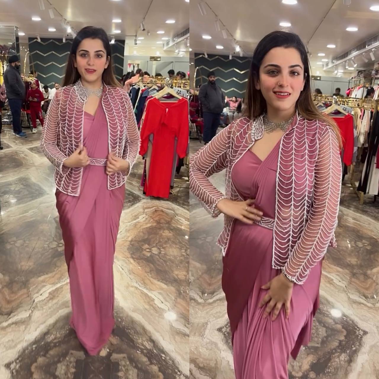 Indo-Western Ready-to-Wear Drape Saree with Koti