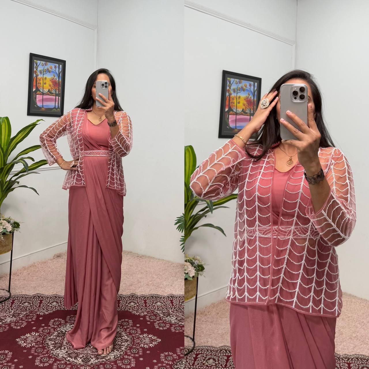 Indo-Western Ready-to-Wear Drape Saree with Koti