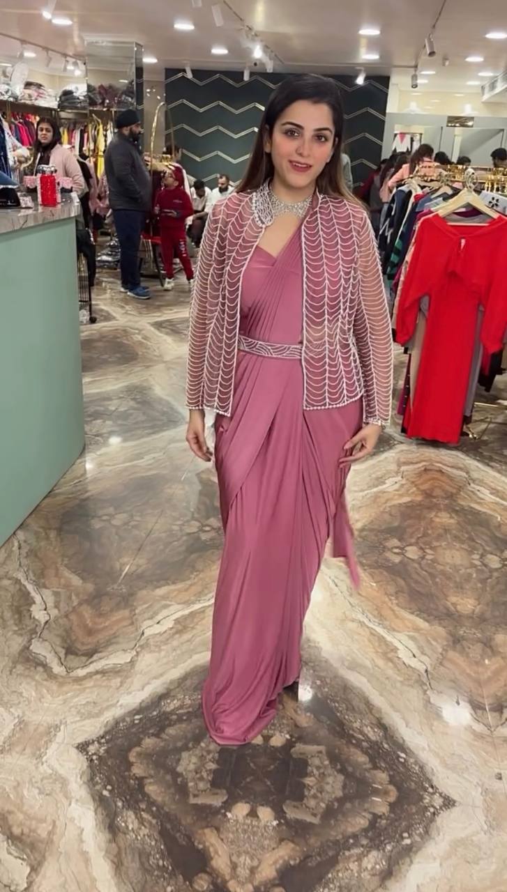 Indo-Western Ready-to-Wear Drape Saree with Koti