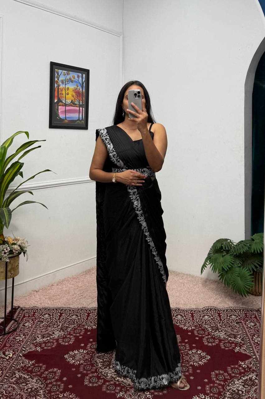 Indo-Western Ready-to-Wear Drape Saree with Koti & Belt