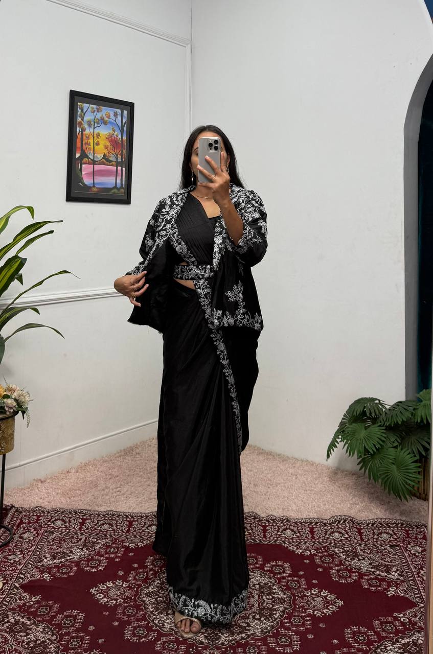Indo-Western Ready-to-Wear Drape Saree with Koti & Belt