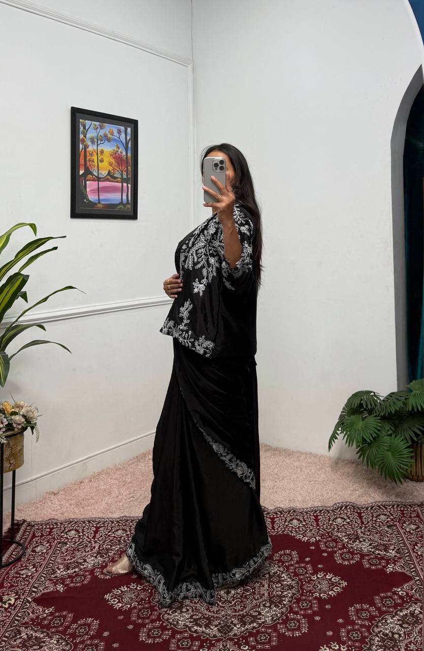 Indo-Western Ready-to-Wear Drape Saree with Koti & Belt