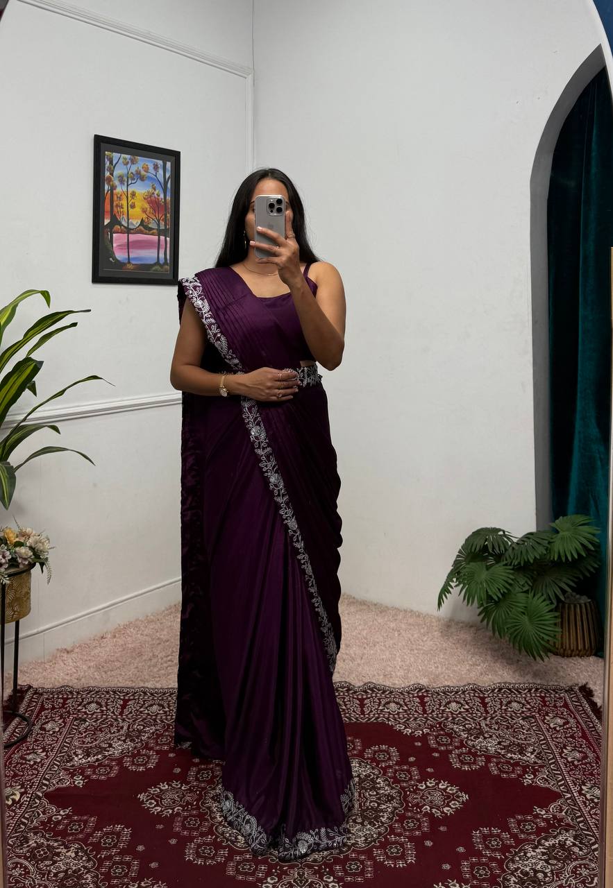 Indo-Western Ready-to-Wear Drape Saree with Koti & Belt