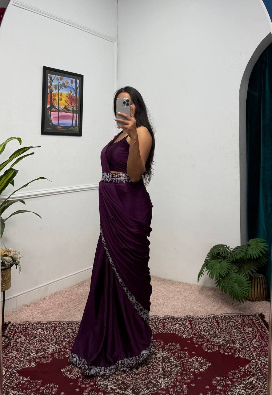 Indo-Western Ready-to-Wear Drape Saree with Koti & Belt