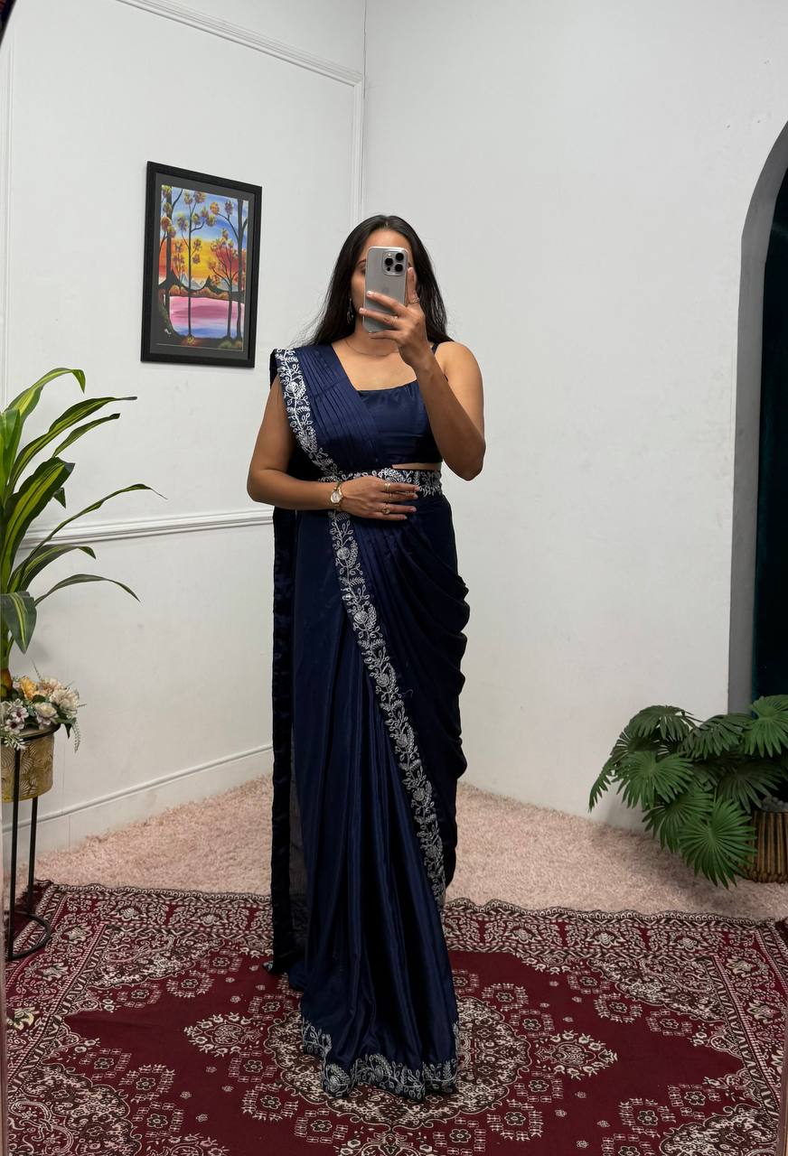 Indo-Western Ready-to-Wear Drape Saree with Koti & Belt