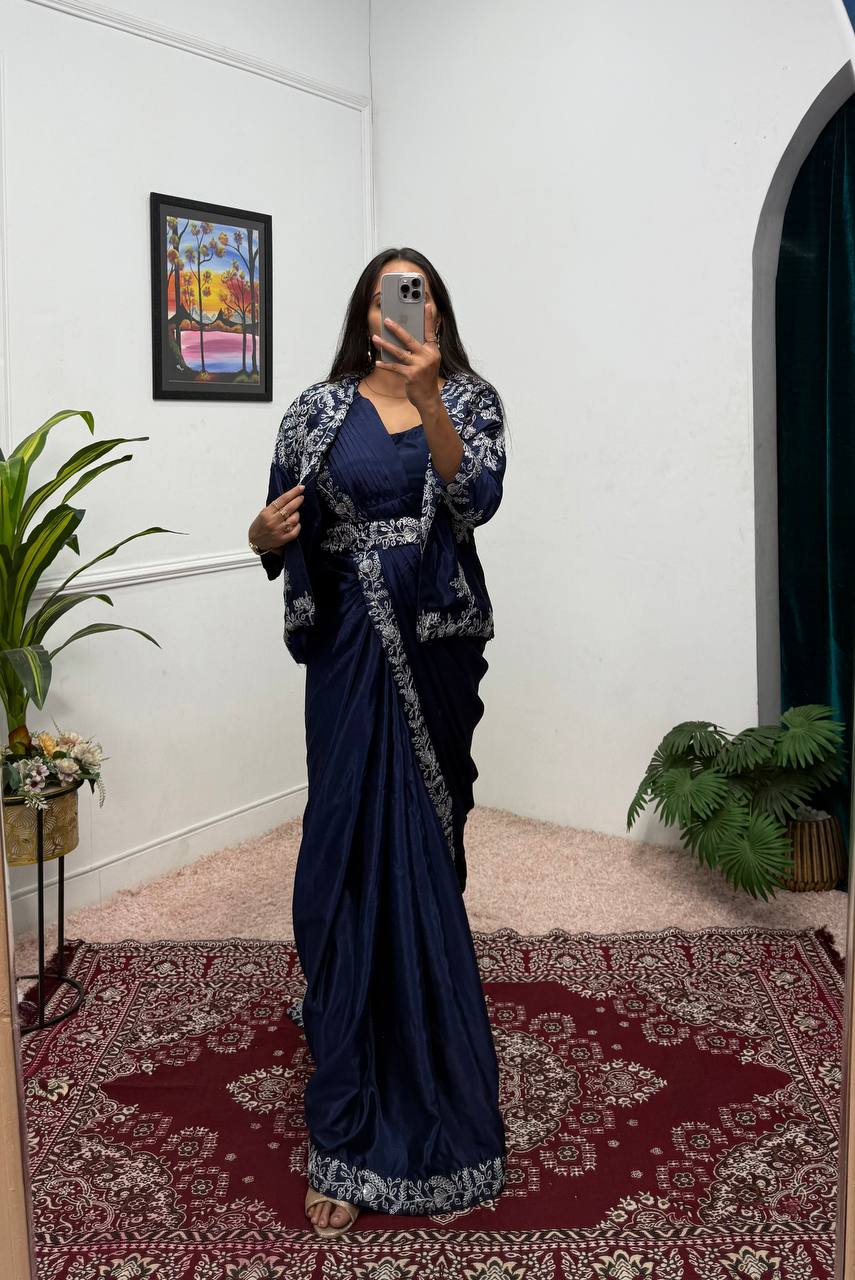 Indo-Western Ready-to-Wear Drape Saree with Koti & Belt