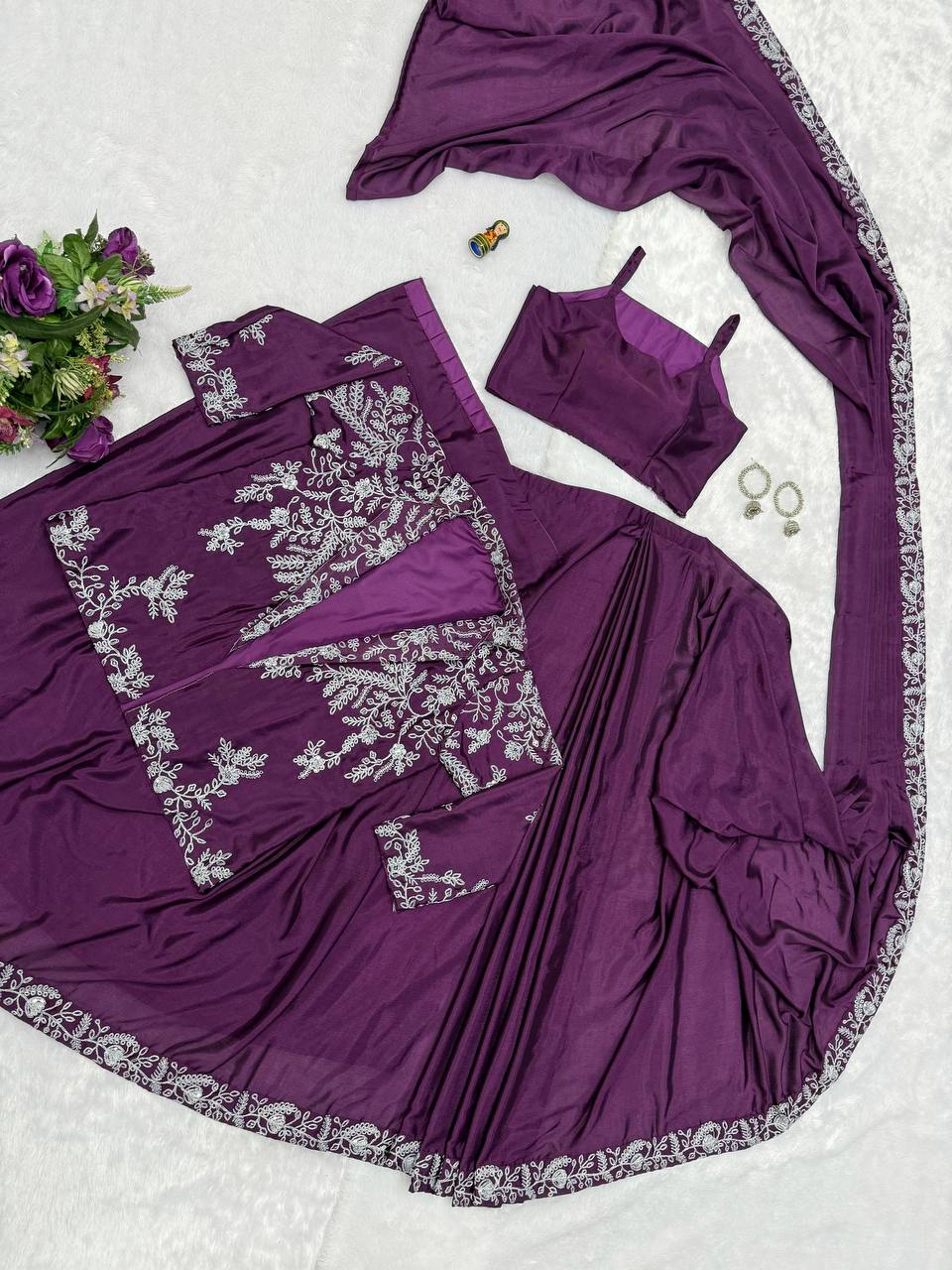 Indo-Western Ready-to-Wear Drape Saree with Koti & Belt