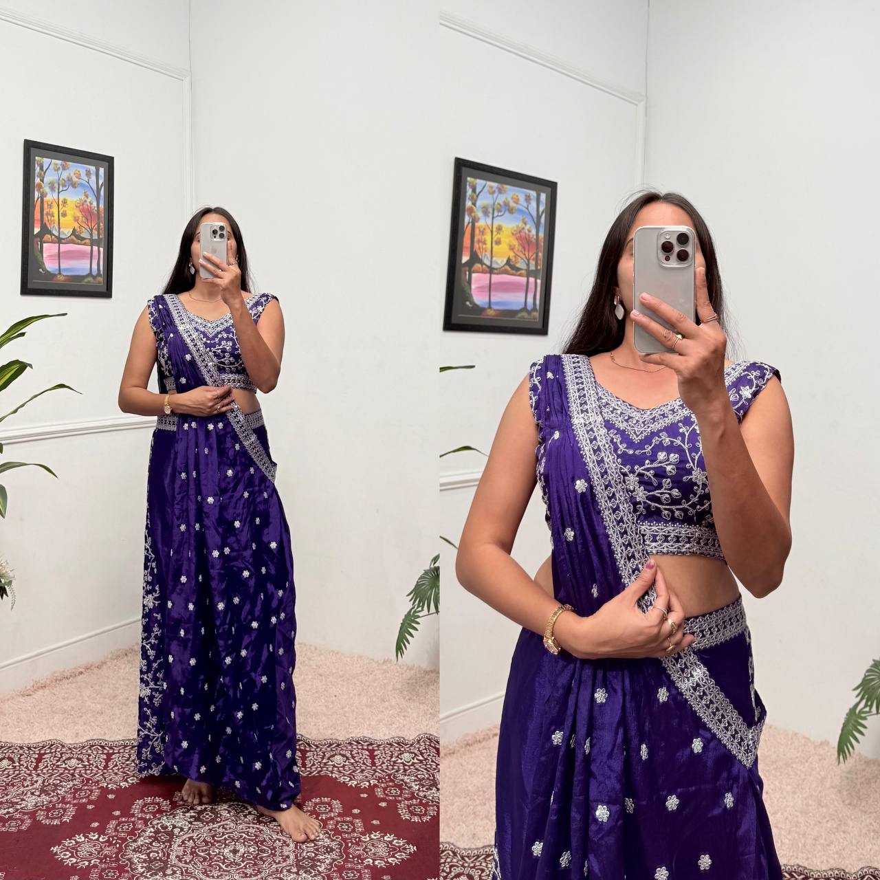 Indo-Western 3-Piece Set (Plazzo, Blouse & Dupatta)