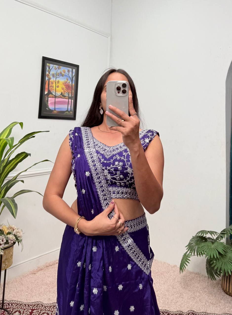 Indo-Western 3-Piece Set (Plazzo, Blouse & Dupatta)