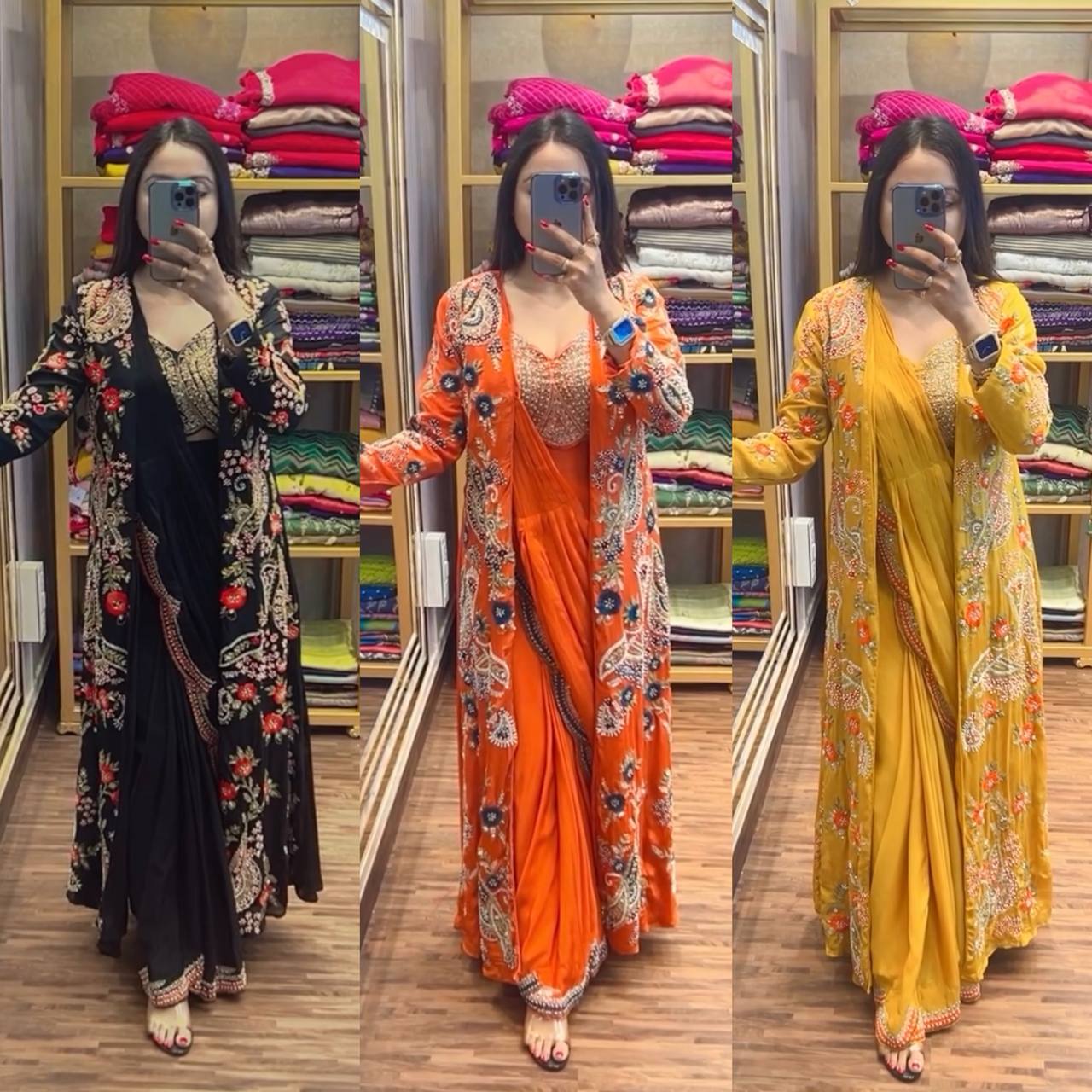 Ready-to-Wear Drape Saree with Embroidered Koti