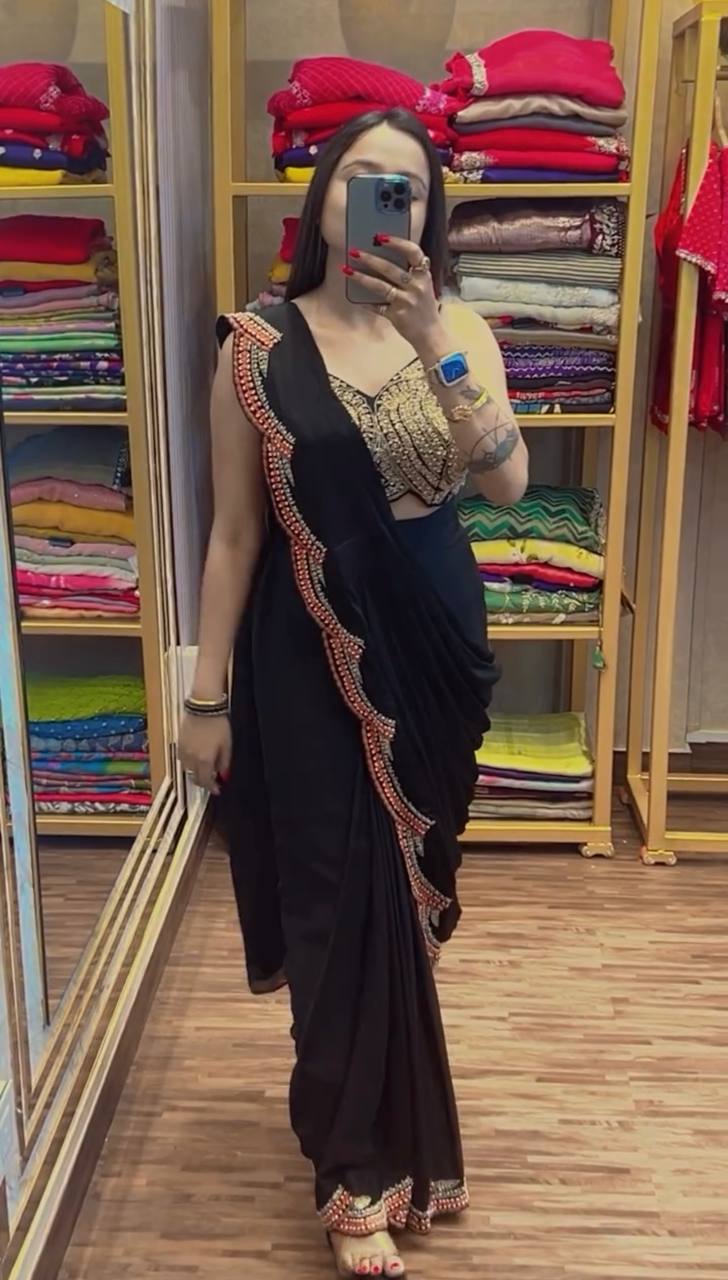 Ready-to-Wear Drape Saree with Embroidered Koti