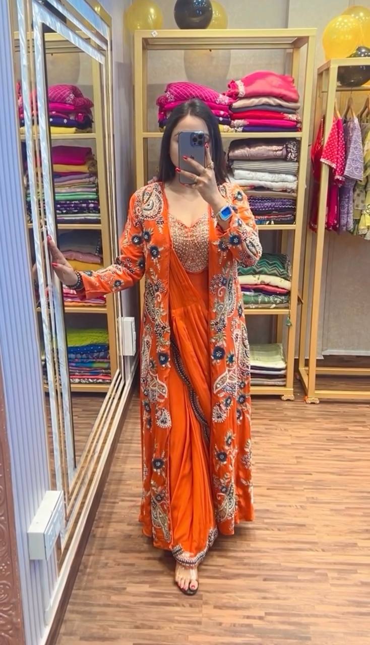 Ready-to-Wear Drape Saree with Embroidered Koti