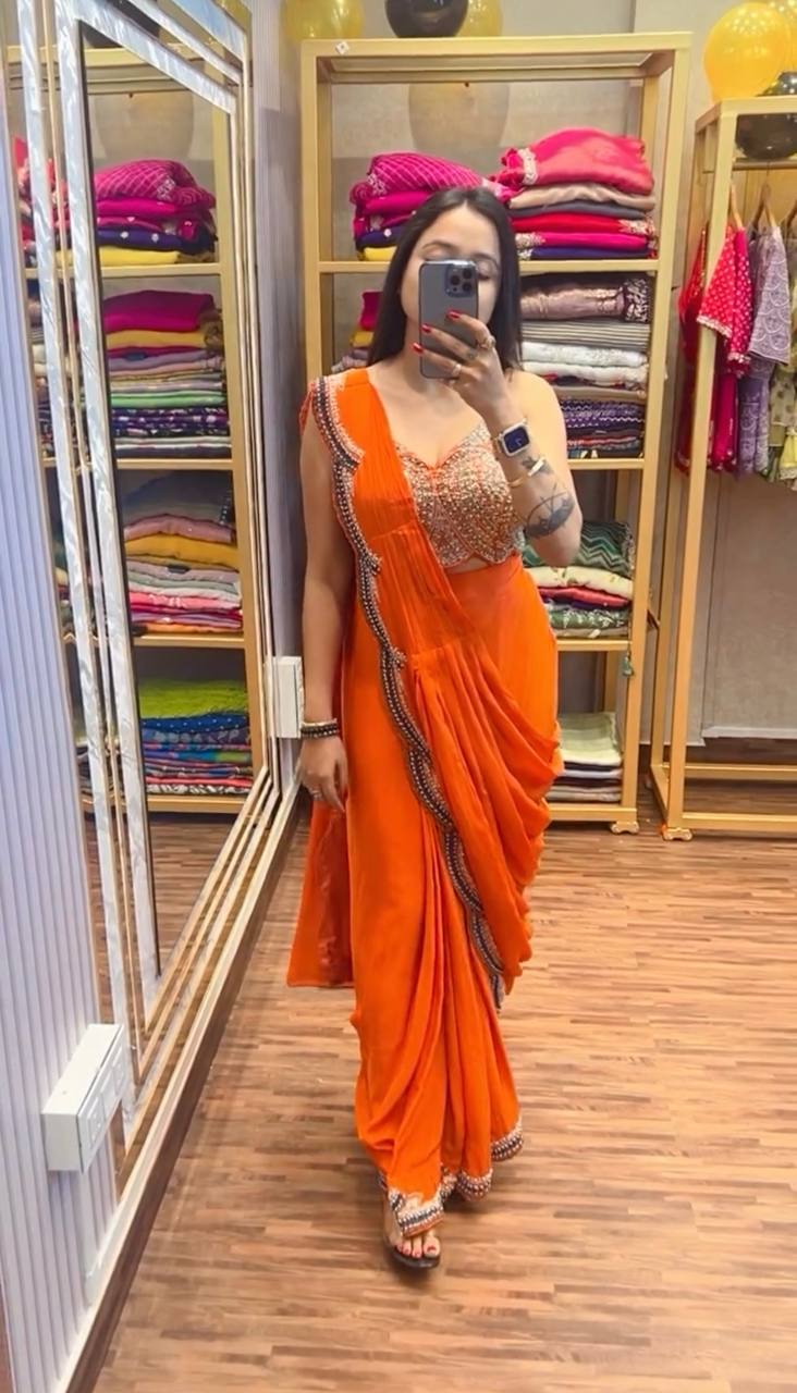 Ready-to-Wear Drape Saree with Embroidered Koti