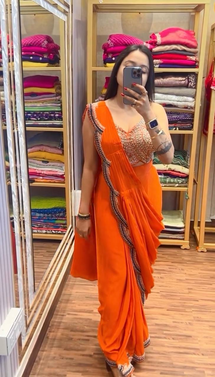 Ready-to-Wear Drape Saree with Embroidered Koti