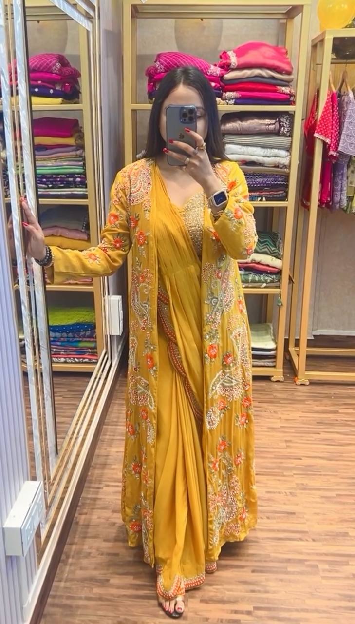 Ready-to-Wear Drape Saree with Embroidered Koti