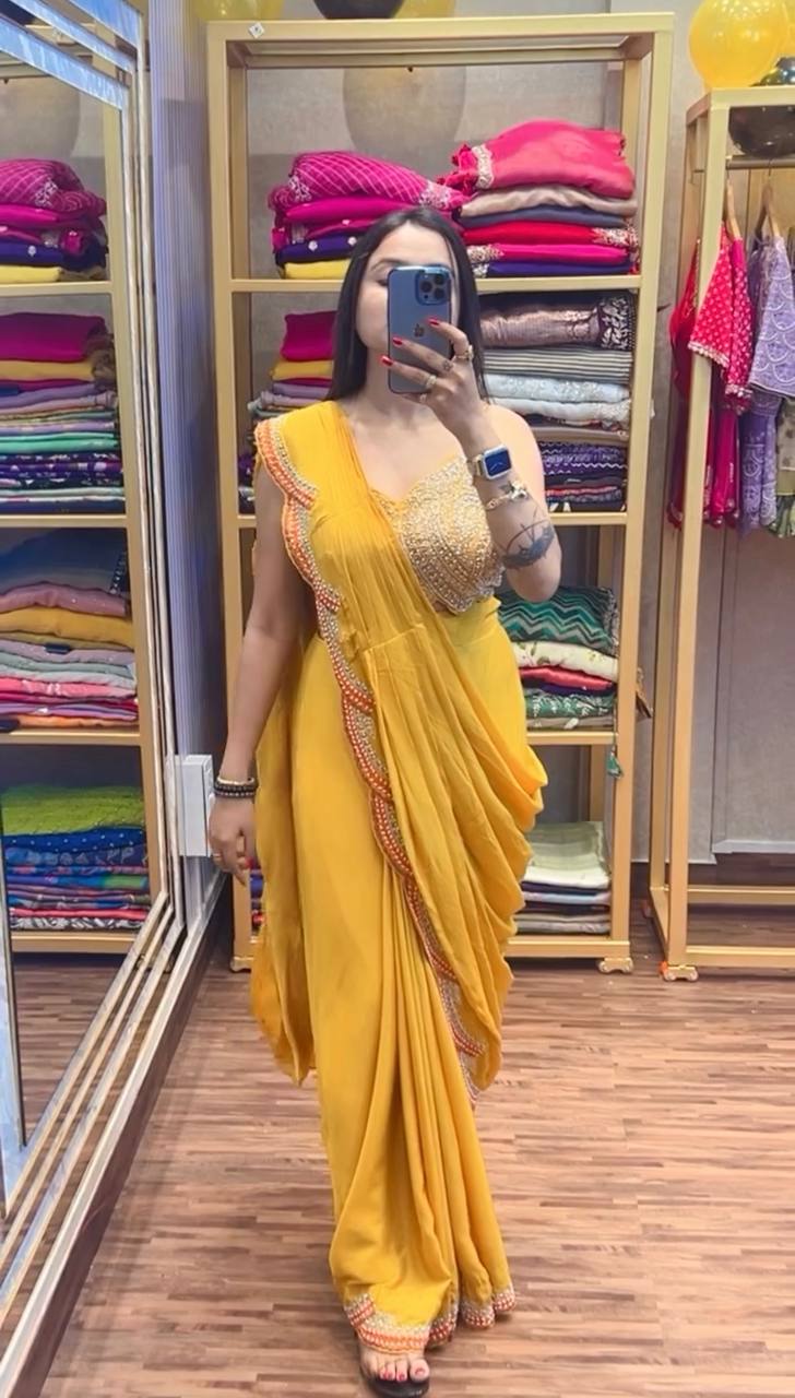 Ready-to-Wear Drape Saree with Embroidered Koti