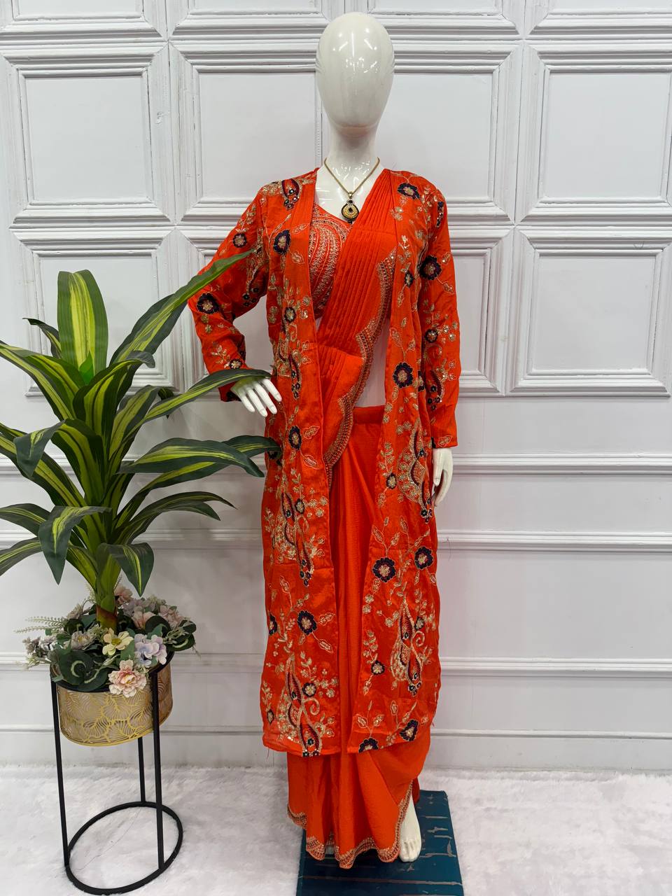 Ready-to-Wear Drape Saree with Embroidered Koti