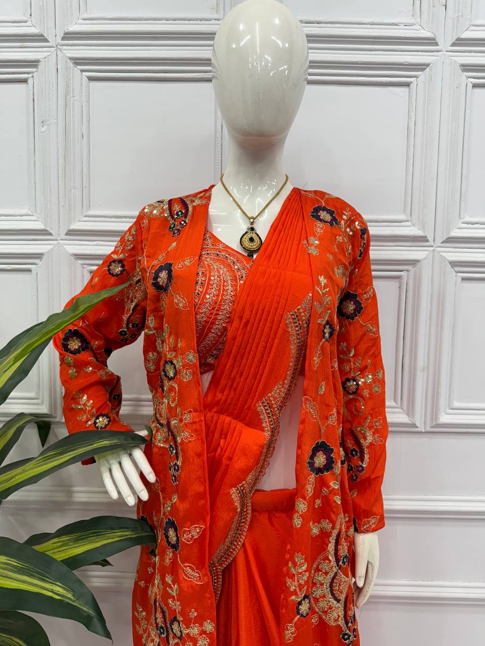 Ready-to-Wear Drape Saree with Embroidered Koti