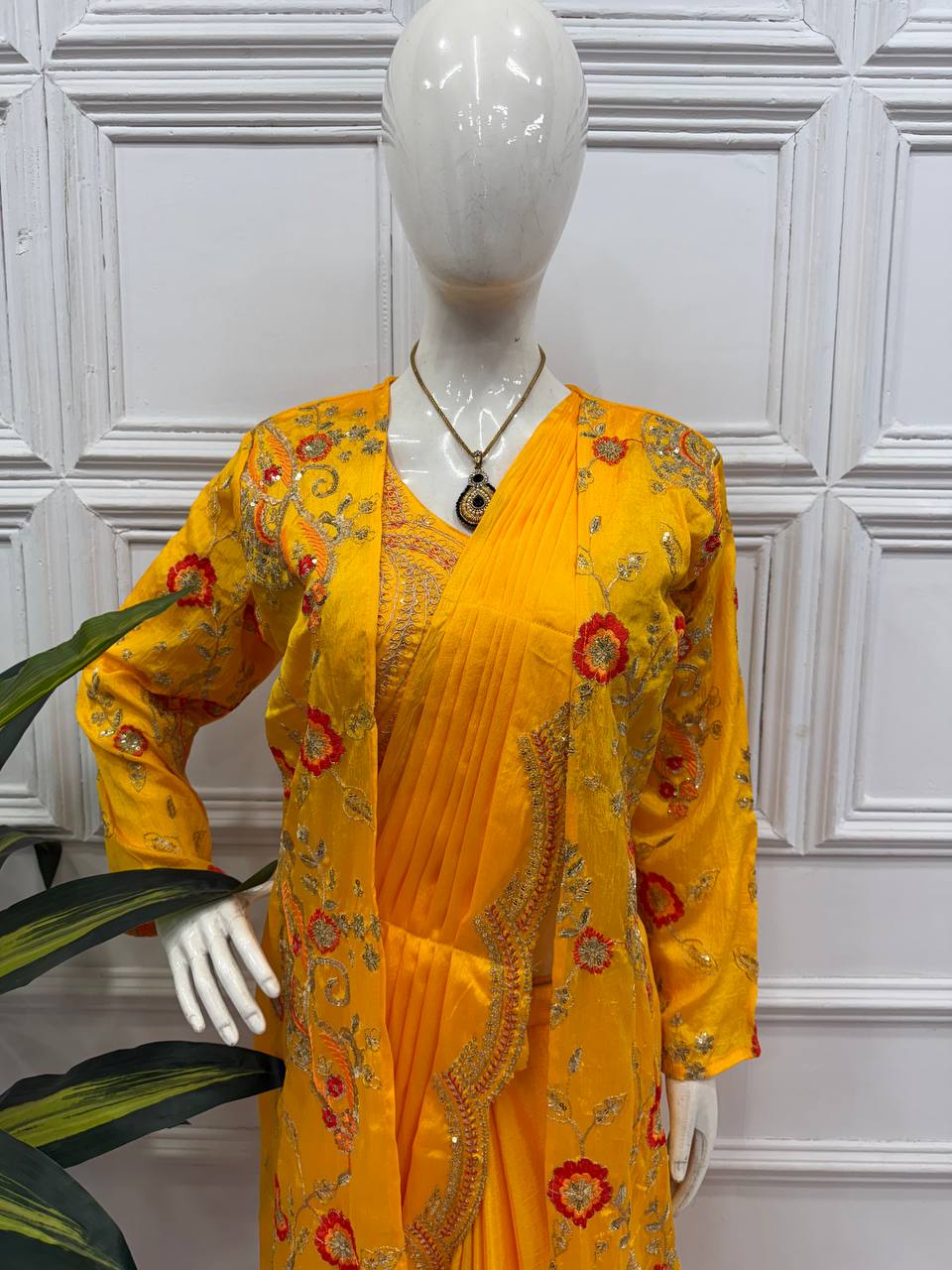 Ready-to-Wear Drape Saree with Embroidered Koti