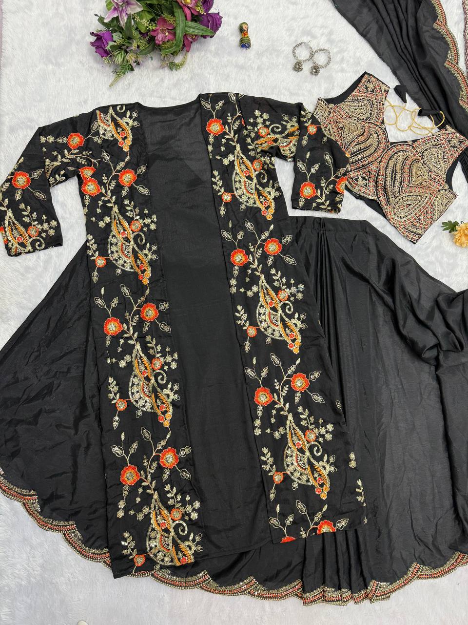 Ready-to-Wear Drape Saree with Embroidered Koti