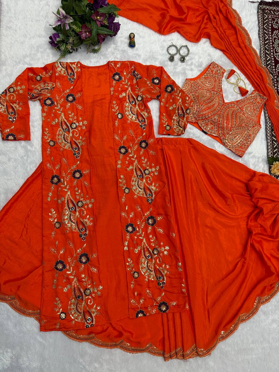 Ready-to-Wear Drape Saree with Embroidered Koti