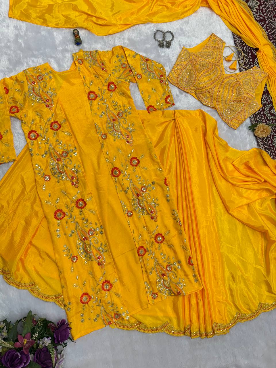 Ready-to-Wear Drape Saree with Embroidered Koti