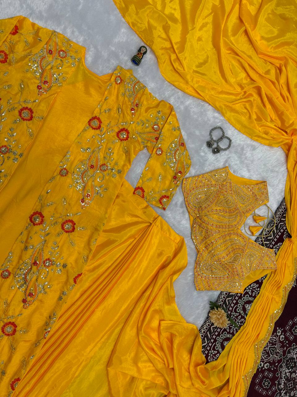 Ready-to-Wear Drape Saree with Embroidered Koti