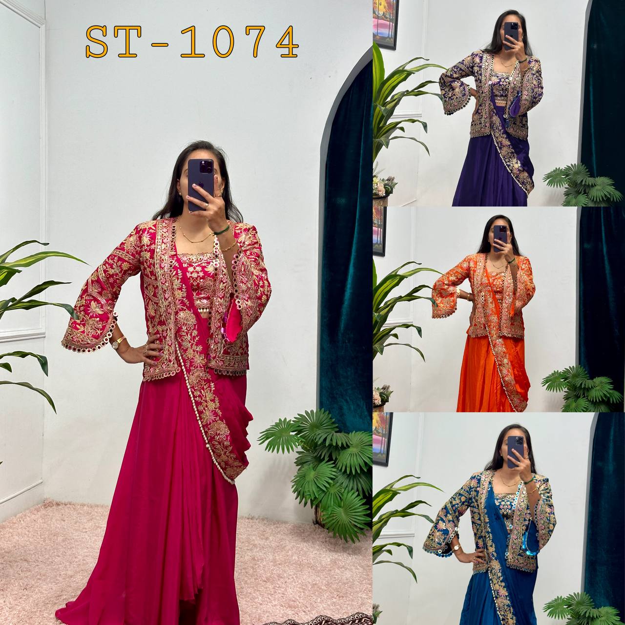 Indo-Western Ready-to-Wear Drape Saree with Fully Embroidered Koti