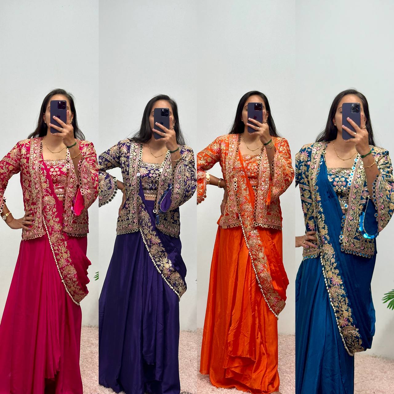 Indo-Western Ready-to-Wear Drape Saree with Fully Embroidered Koti