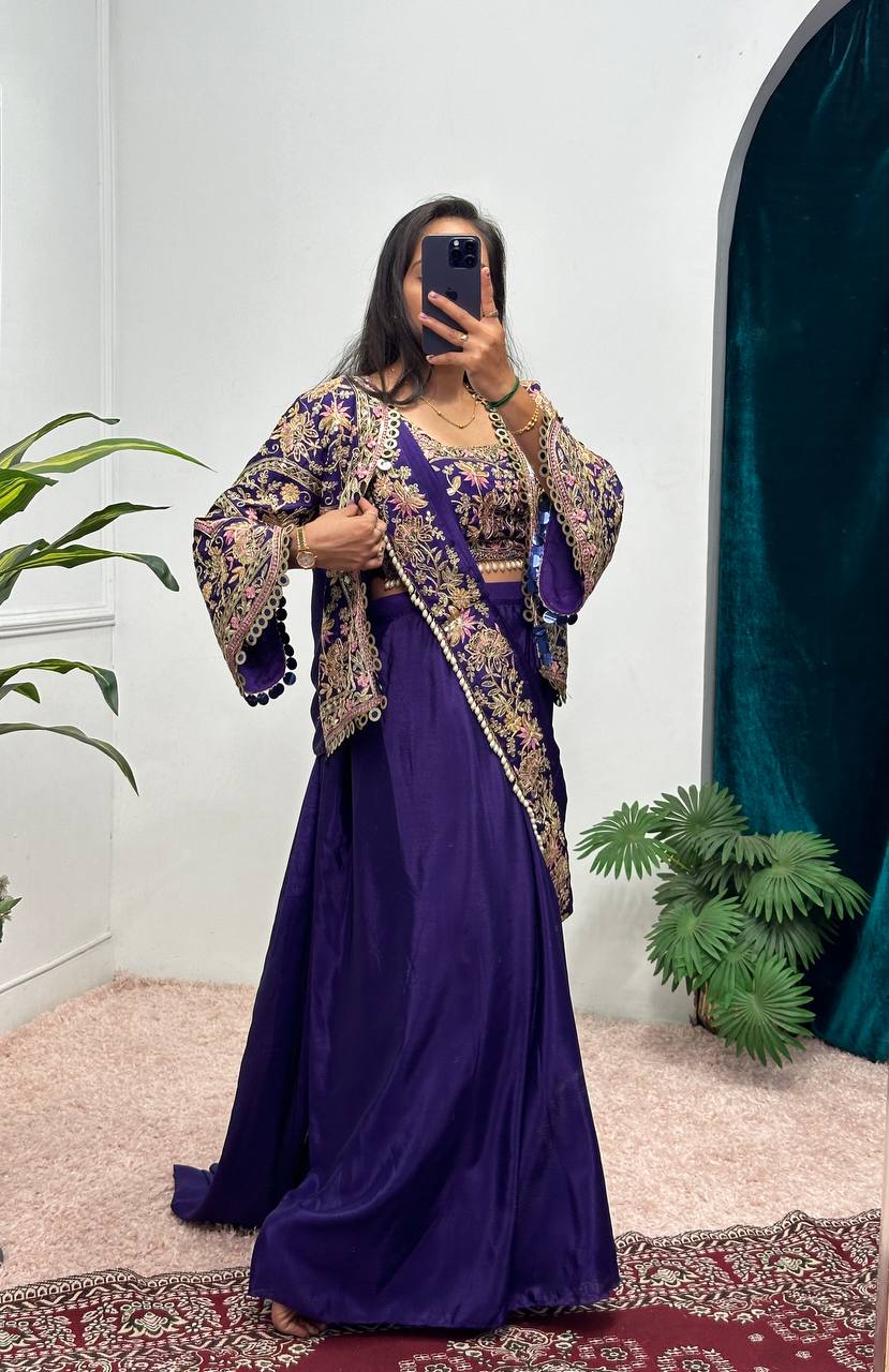 Indo-Western Ready-to-Wear Drape Saree with Fully Embroidered Koti