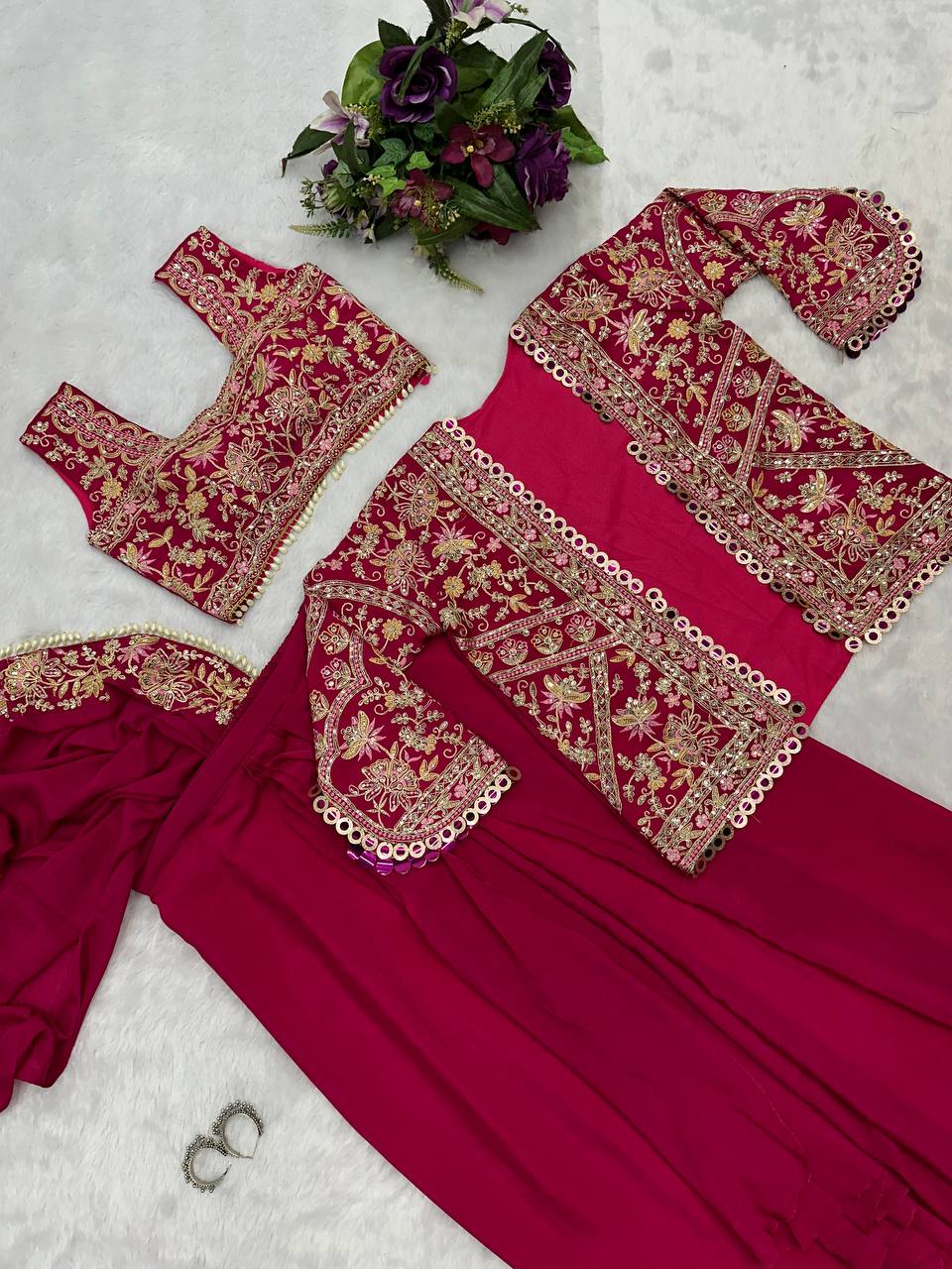 Indo-Western Ready-to-Wear Drape Saree with Fully Embroidered Koti