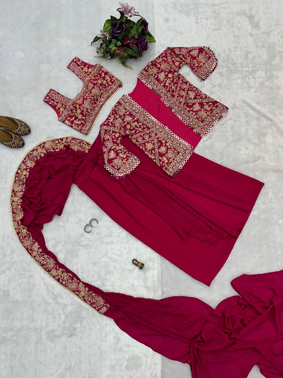 Indo-Western Ready-to-Wear Drape Saree with Fully Embroidered Koti