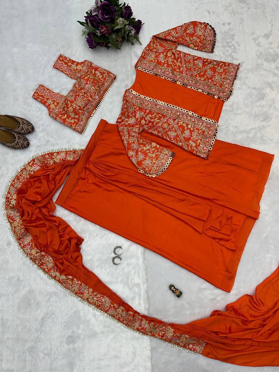 Indo-Western Ready-to-Wear Drape Saree with Fully Embroidered Koti