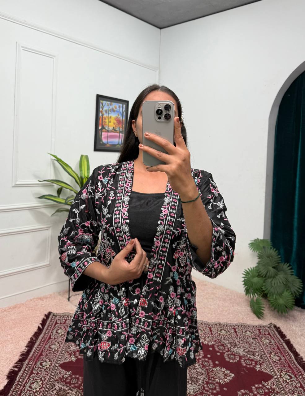 Indo-Western Koti, Blouse & Plazzo Set