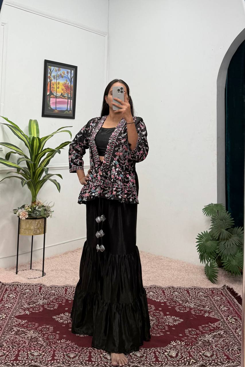Indo-Western Koti, Blouse & Plazzo Set