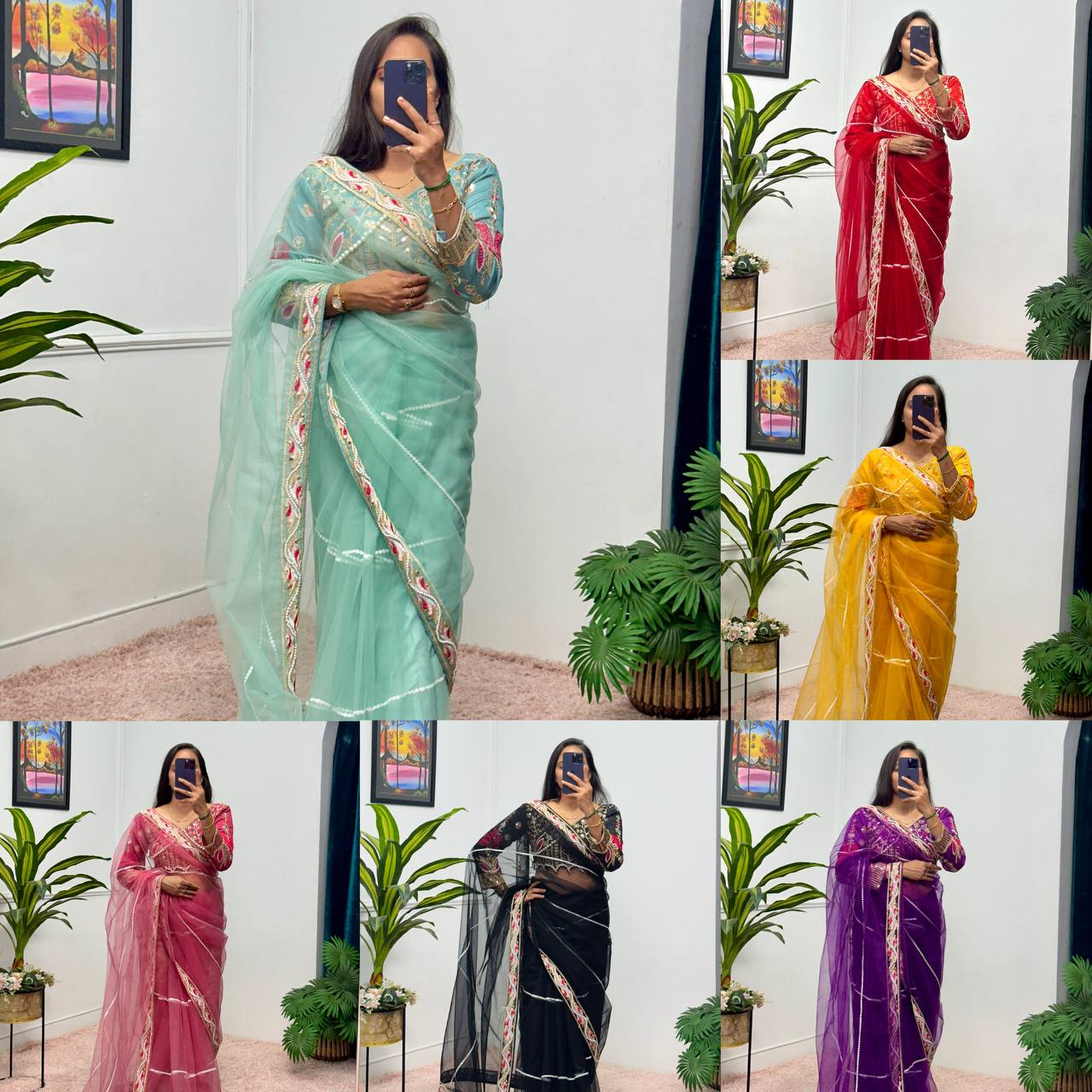 Heavy Embroidered Net Saree with 4000+ Pearl Moti Work