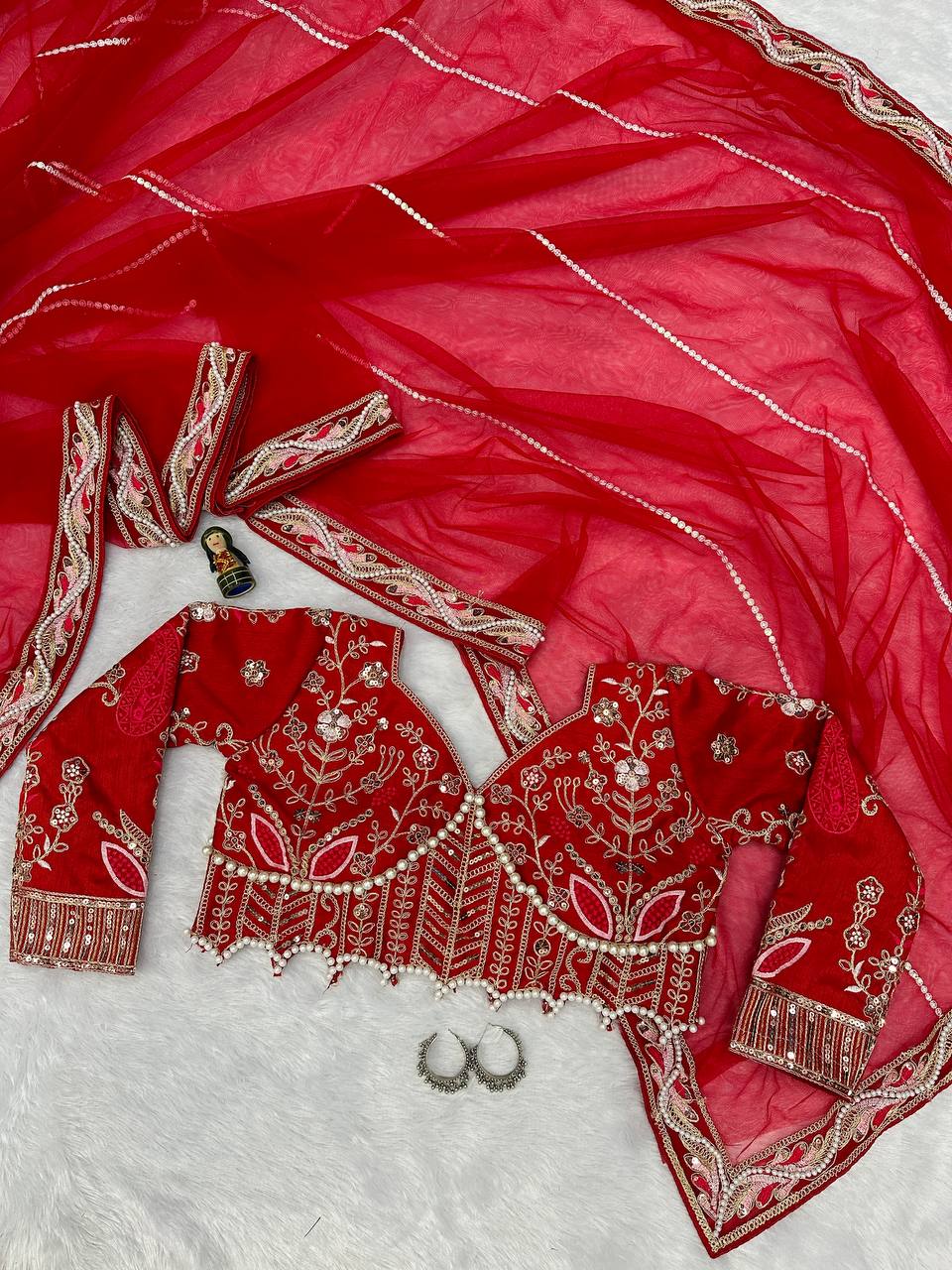 Heavy Embroidered Net Saree with 4000+ Pearl Moti Work