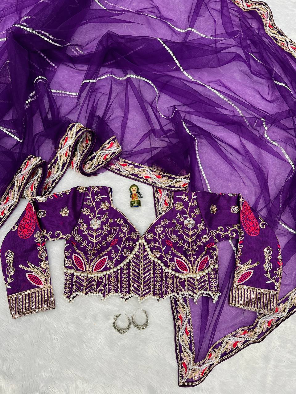 Heavy Embroidered Net Saree with 4000+ Pearl Moti Work