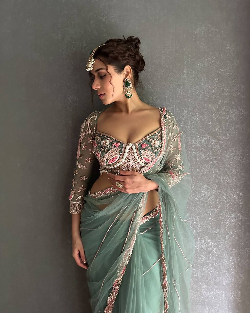 Heavy Embroidered Net Saree with 4000+ Pearl Moti Work