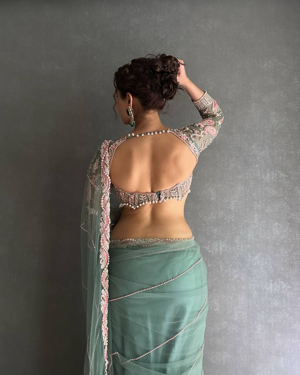 Heavy Embroidered Net Saree with 4000+ Pearl Moti Work